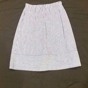 XS A-Line cotton/linen blend striped skirt.
